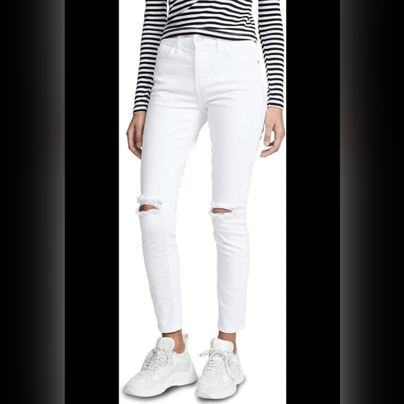 Current / Elliott The High Waist Stiletto White Distressed Jeans - Picture 7 of 8